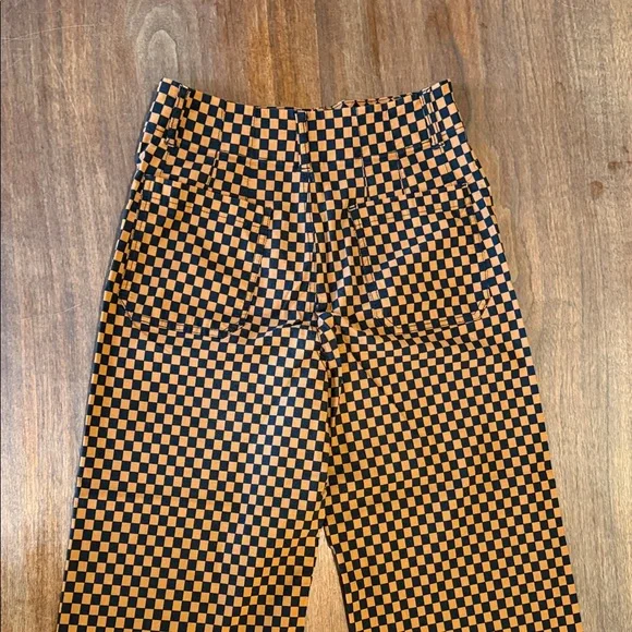 Anthropologie Black and Orange Checkerboard Chinos - Picture 5 of 7